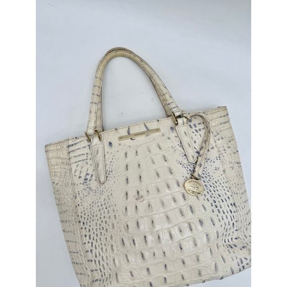 Brahmin Mini Asher Crocodile Leather Cream Satchel Shoulder Bag Women's - Picture 3 of 11